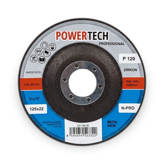 POWERTECH lamelový brusný kotouč P120, 125 mm
