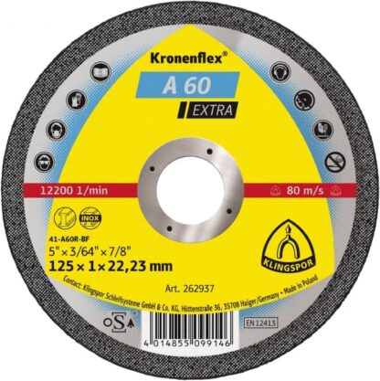 Řezný kotouč KLINGSPOR 262937 A60 EXTRA 125x1,0x22